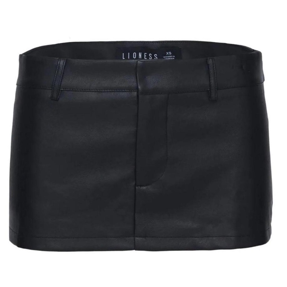Lioness Midnight Black Leather Skirt
